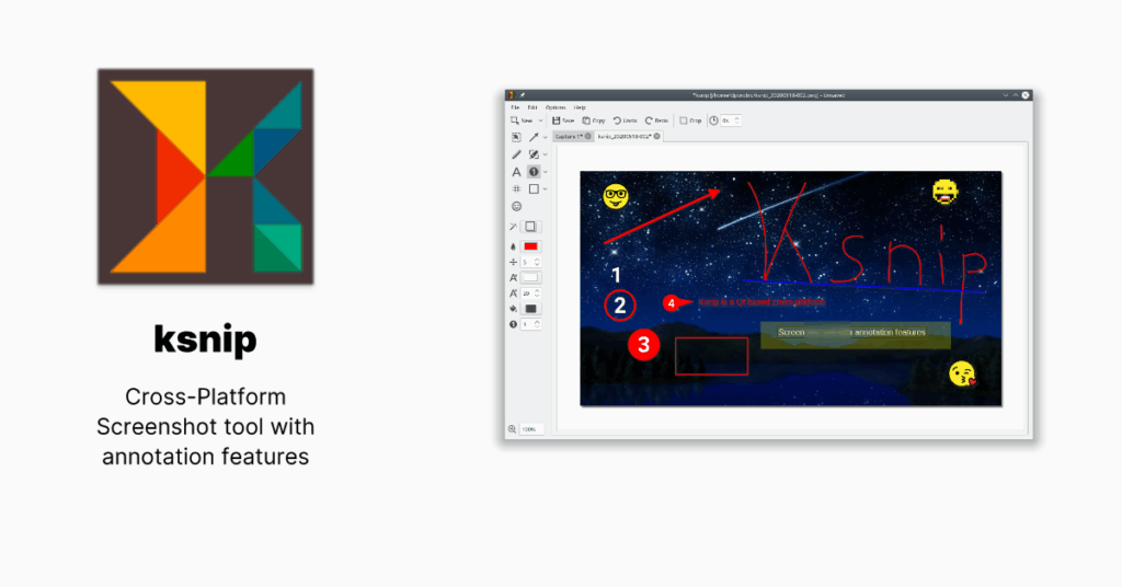 snipping tool logo in the form of square with colorful polygons inside next to a screenshot of a laptop screen