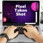 opened laptop with PixelTaken tool on the screen