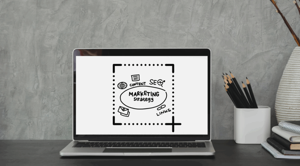 marketing strategy infographics depicted on a computer