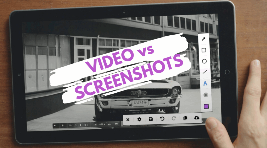 image of a car on a tablet with a toolbar for editing the Ubuntu screenshot
