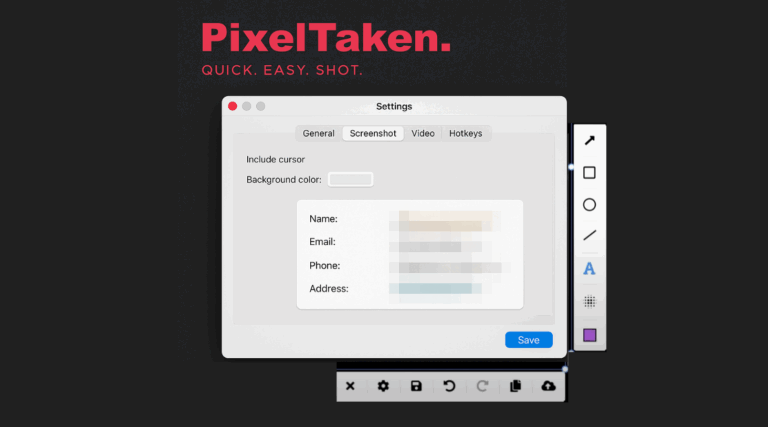 Pixeltaken tool with turned on blurring feature