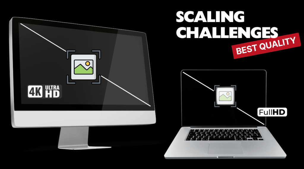 screenshot quality on a computer and laptop with different screen resolutions