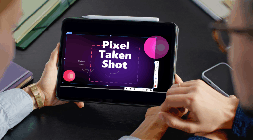 PixelTaken screenshot tool is displayed on the tablet PixelTaken screenshot tool is displayed on the tablet - photo