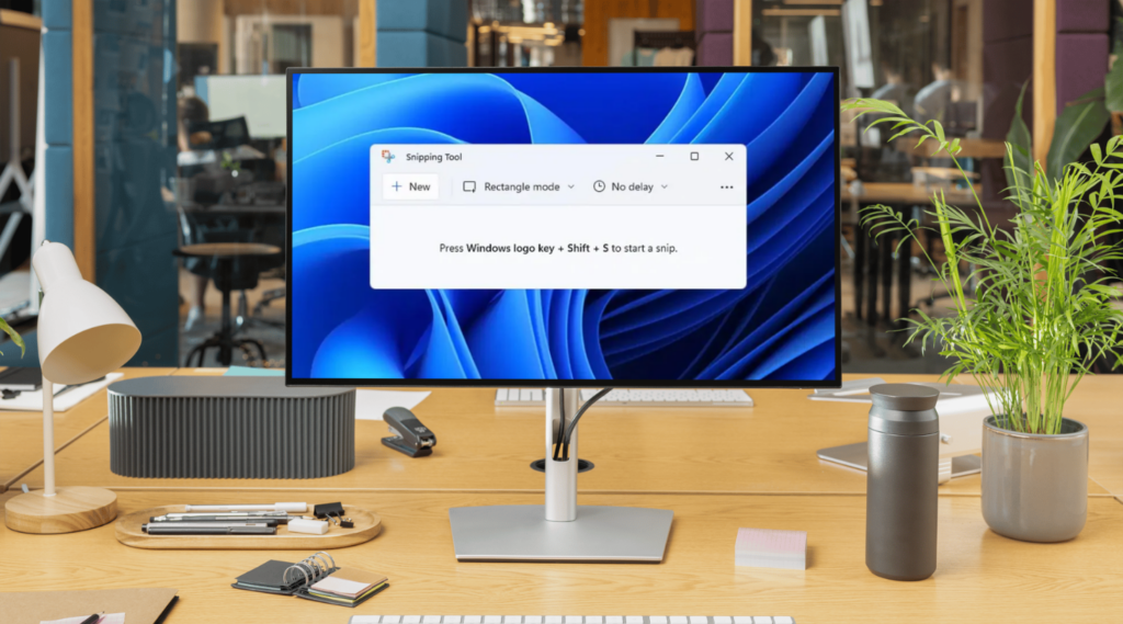 Windows 11 Snipping Tool displayed on the computer in the office