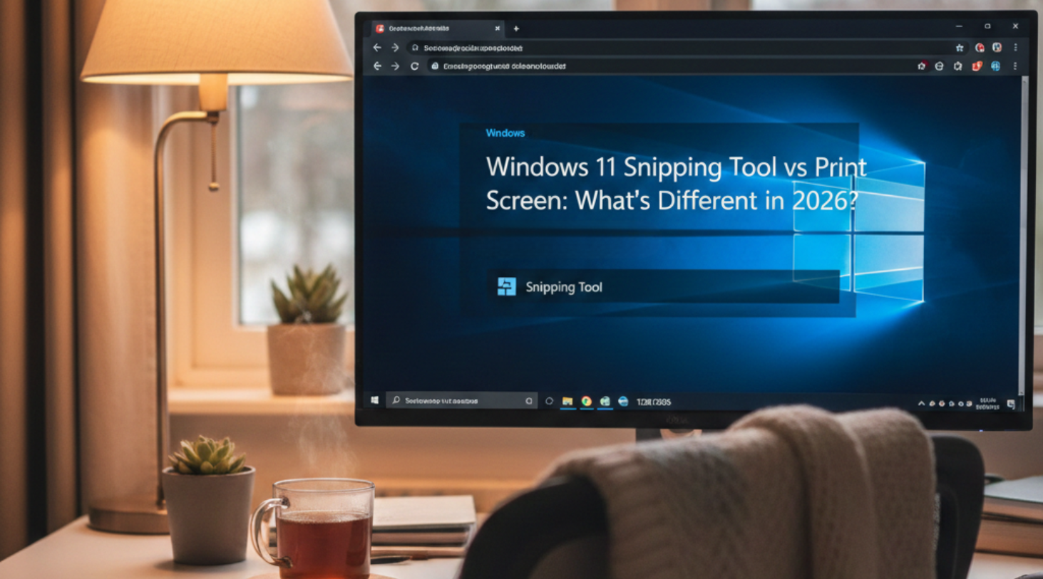 Windows 11 Snipping Tool displayed on the computer in the room