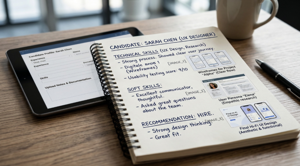 information about a job candidate has been noted