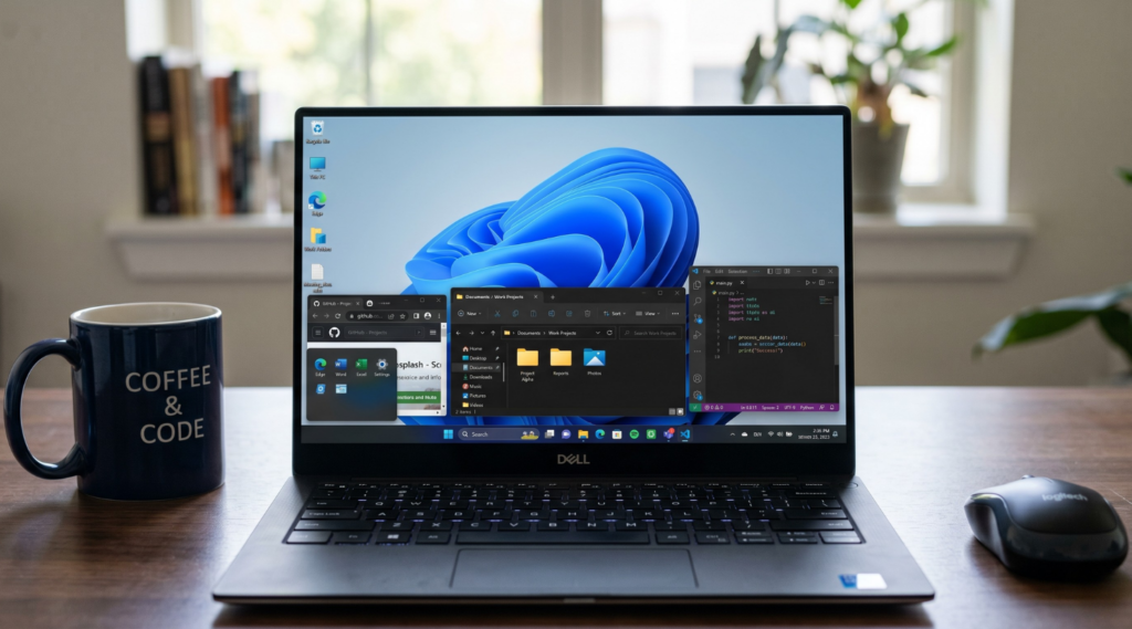 Windows desktop on the laptop