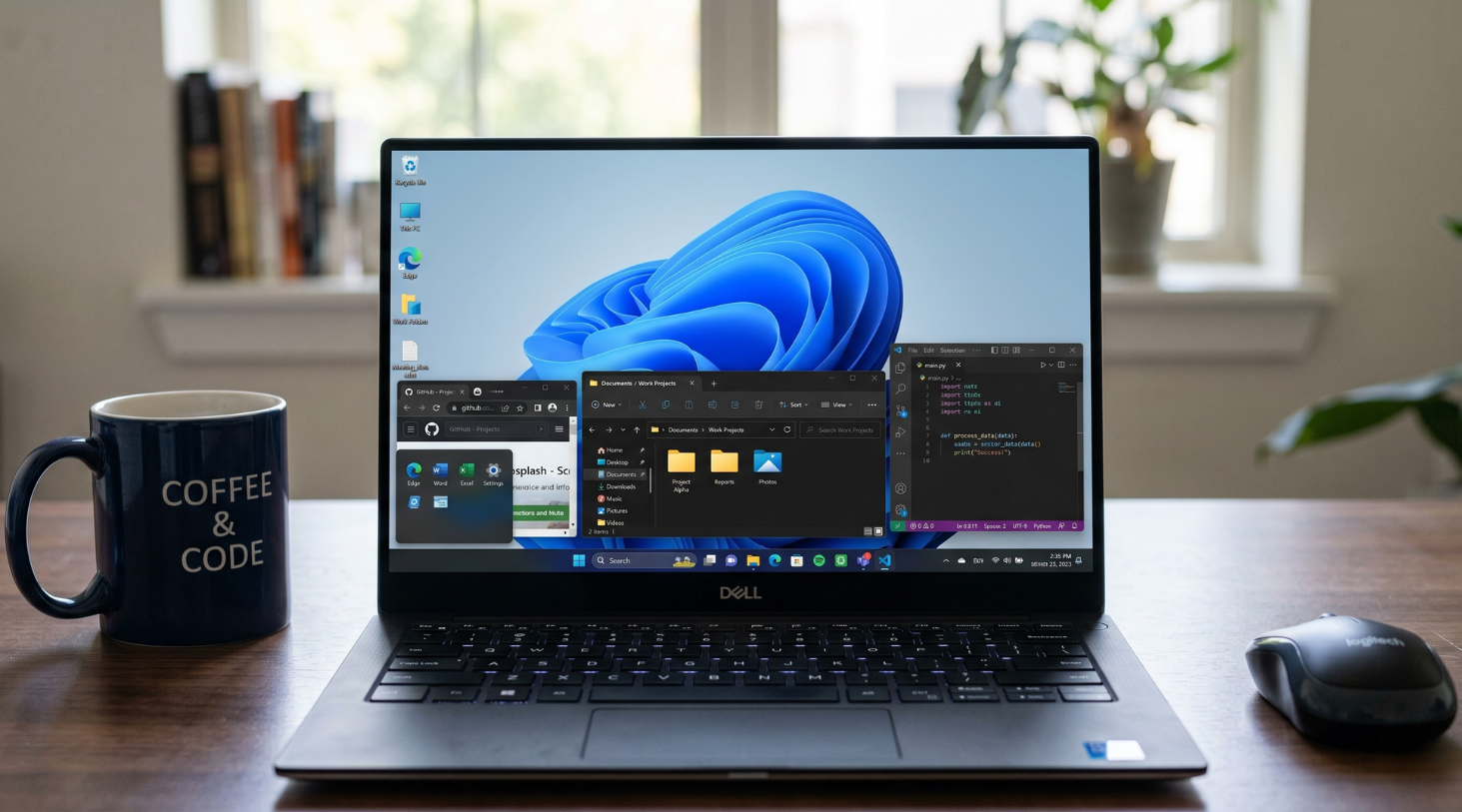 Windows desktop on the laptop