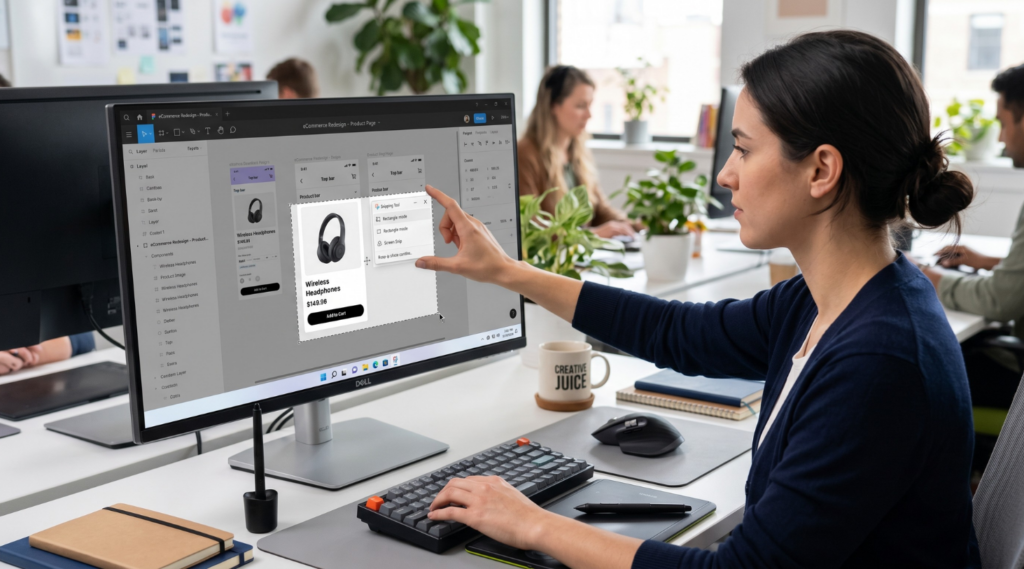 graphic designer takes a Windows Screenshot in Figma